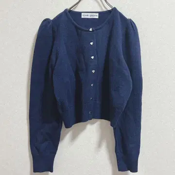 티나 준 긴팔 가디건 네이비 하트 버튼 M