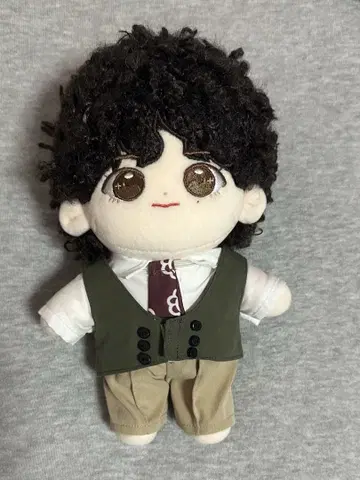 BTS V 테테 블랙 헤어 봉제 인형 20cm 가방