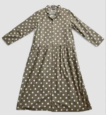 ichi 물방울 패턴 롱 셔츠 원피스 도트 무늬 셔츠 코튼 혼방