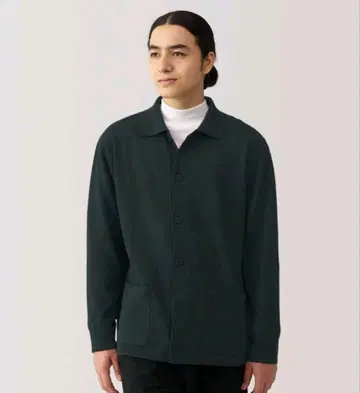 MUJI 2024AW 신사 워셔블 밀라노 리브 셔츠 가디건 다크 그레이