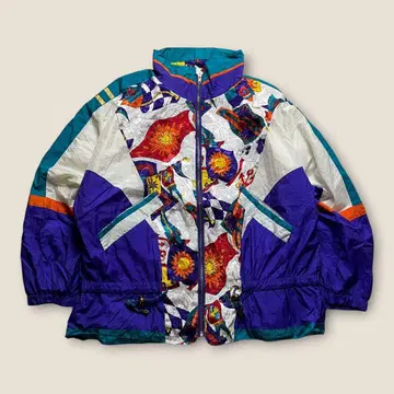 80s 빈티지 나일론 자켓 아트 디자인 태양 유로 계열