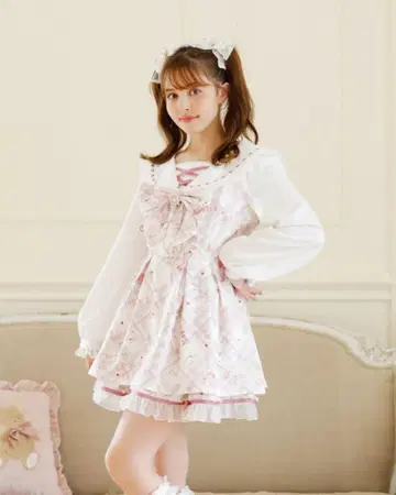 LIZLISA SewingBear 패턴 셋업 화이트