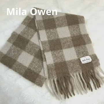 Mila Owen 미라 오웬 체크 패턴 스톨 머플러 베이지