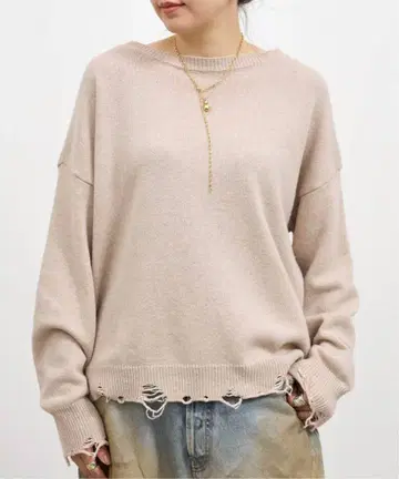 [ J'M DESIGN/제이엠 디자인 ] DAMAGE KNIT TOP