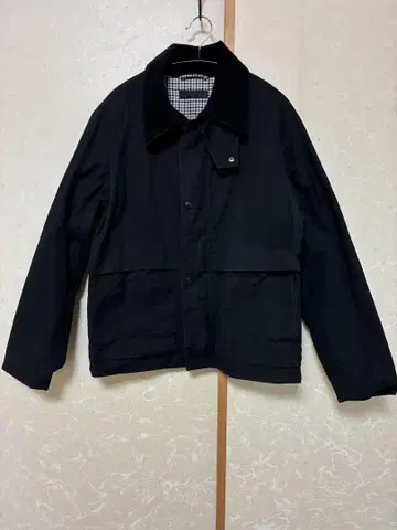 UNIQLO 유틸리티 숏 블루종 코듀로이 옷깃 블랙
