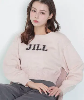 JILL 로고 핑크 크롭 니트