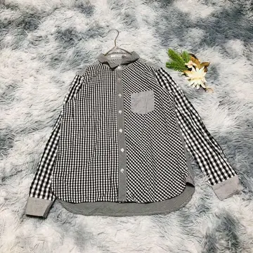 레이 카즌 (F) 긴팔 깅엄 체크 패턴 셔츠 블랙