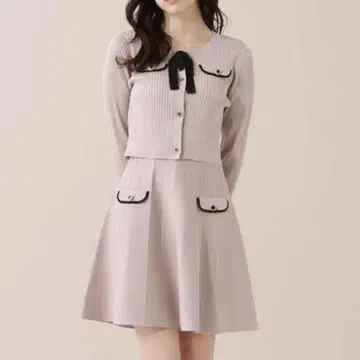 JILL by JILL STUART 배색 리브 니트 셋업 핑크 새상품