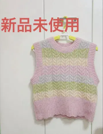 미 신가키 유이 착용 레어 ZARA 멀티 컬러 니트 베스트