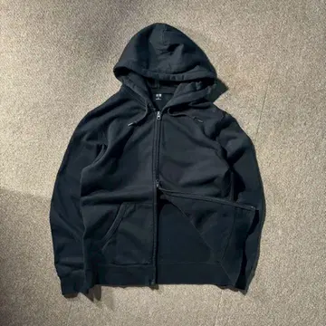 UNIQLO 더블 지퍼 후드티 블랙 XL