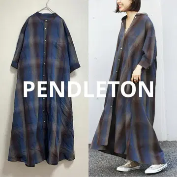 PENDLETON / 펜들턴 SMU 체크 롱 원피스