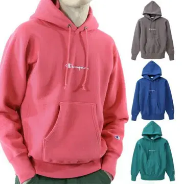 새상품 Champion 후드티 핑크 L 사이즈 C3-Q116 파랑 택