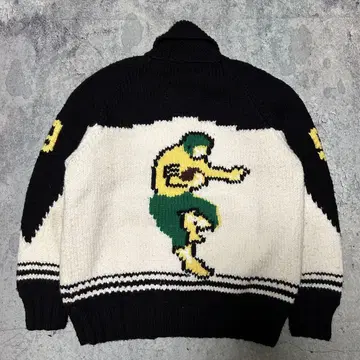 60s 카우친 니트 빈티지 미식축구 패턴 블랙