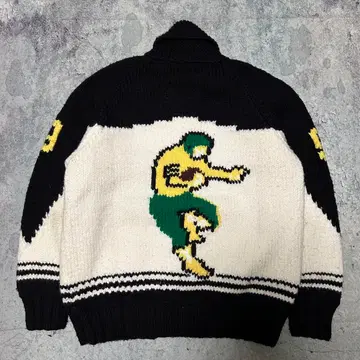 60s 카우친 니트 빈티지 미식축구 패턴 블랙