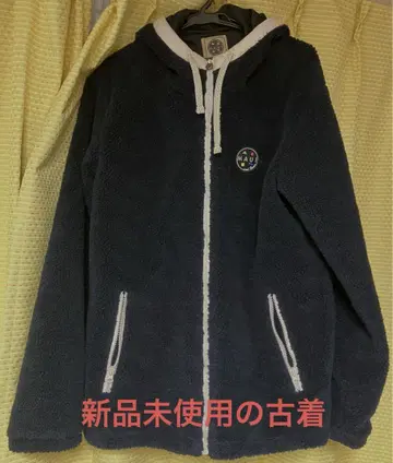 네이비 플리스 자켓 후드 부착