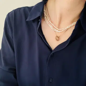 담수 진주 삼연 목걸이 초커