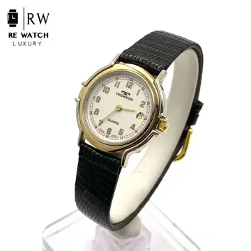 7-3090 TECHNOS 7.009 쿼츠 손목시계 화이트/골드