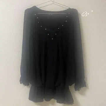 블랙 레이스 긴팔 튜닉