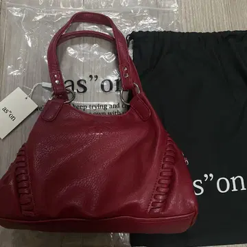 as'on 빨간색 가죽 핸드백 수납 가방 포함