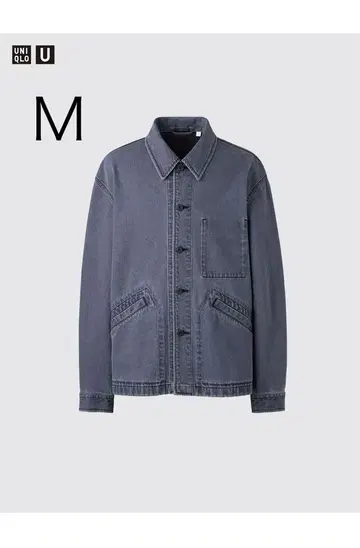 유니클로 U 오버 사이즈 컬러 데님 자켓 그레이 M