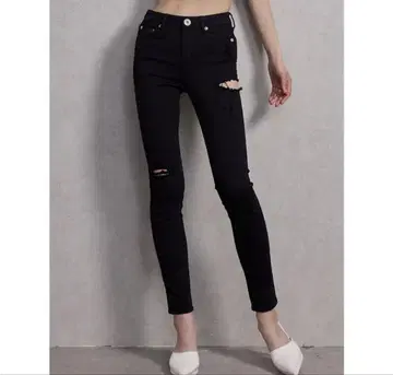GYDA 사이드 립드 컬러 스키니 팬츠 블랙