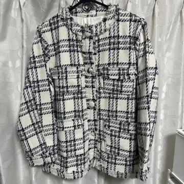 darich 체크 프린지 트위드 자켓