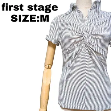 First Stage 스트라이프 V넥 셔츠 M 새상품급 구제 의류