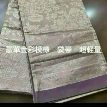 미사용 럭셔리 후쿠로 오비 육통 패턴 순수 실크 금채 직물 무늬