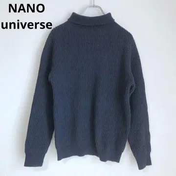 나노 유니버스 긴팔 스웨터 니트 하이넥 울 혼방 심플 네이비 M