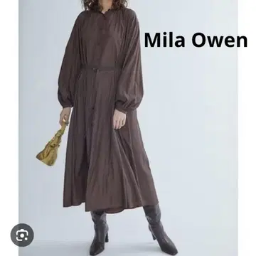 [컨디션 최상] Mila Owen 개더 디자인 셔츠 원피스 브라운