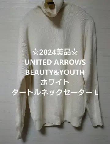 2024년 새상품급 BEAUTY&YOUTH 화이트 터틀넥 스웨터 L