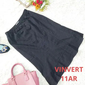 일본제 VINVERT 무릎 기장 스커트 (L 상당) 블랙