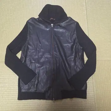 ZARA XL 니트 절개 가죽 드라이버 니트 블랙