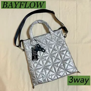 BAYFLOW 베이플로우 퀼트 토트백 실버 3way 참 포함