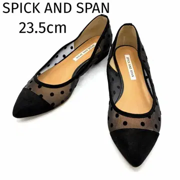 [새상품급] SPICK AND SPAN 플랫슈즈 도트 무늬 시스루 블랙