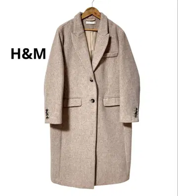 H&M 울 블렌드 체스터 코트 롱 코트 핑크 베이지 계열