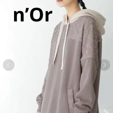 [ 새상품급 ] n'Or 누아르 속기모 레이스 후드티 원피스 핑크 맨투맨
