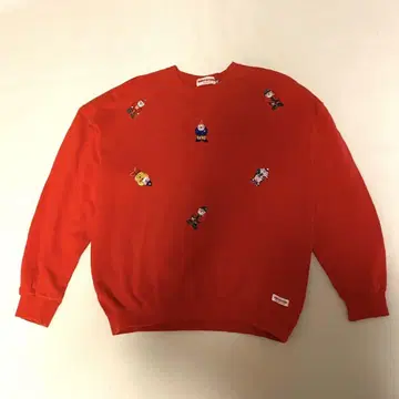 구하기 어려움 올드 미키하우스 산타클로스 자수 맨투맨 L 레드