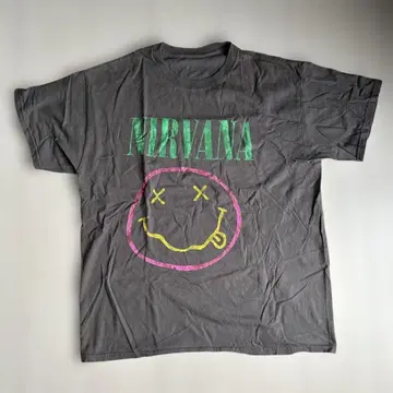 NIRVANA 스마일리 페이스 T셔츠 그레이 L사이즈