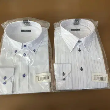화이트 셔츠 2장 세트 스트라이프와 무지 B