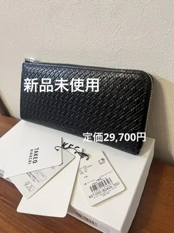 [ 미사용 새상품 ] TAKEO KIKUCHI 라운드 지퍼 장지갑 블랙