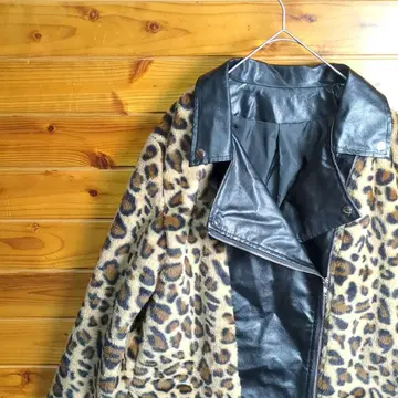 라이더 자켓 가죽 자켓 라이더 더블 레오파드 무늬 M 가죽 점퍼