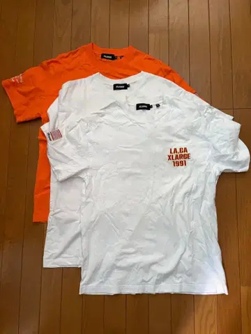 XLARGE T셔츠 세트 (오렌지 화이트)