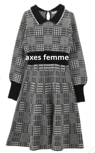 axes femme 엑시즈팜 포에틱 체크 무늬 자카드 원피스