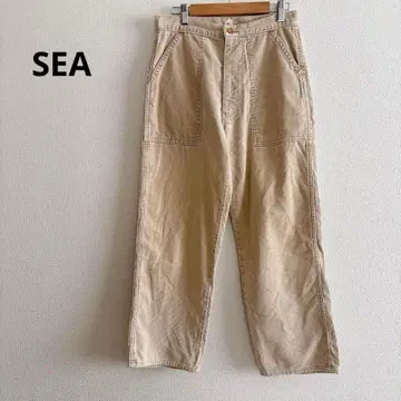 시 와이드 팬츠 캐주얼 팬츠 코듀로이 베이지 하의 일본제