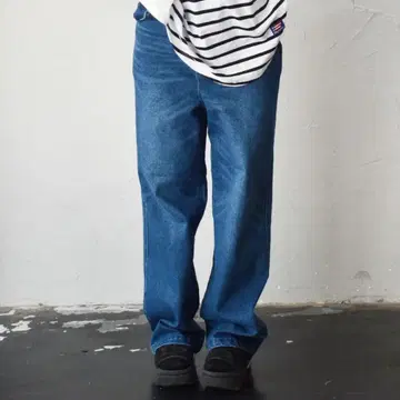 Lea Lea 와이드 레그 배기 데님 팬츠