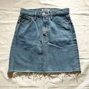 MOUSSY 마우지 커팅 데님 미니 스커트 라이트 블루