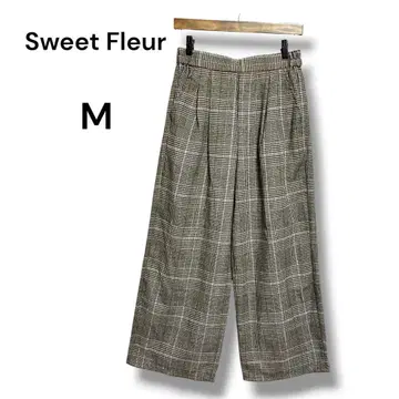 Sweet Fleur 글렌체크 패턴 와이드 팬츠 M 편안함 봄/가을