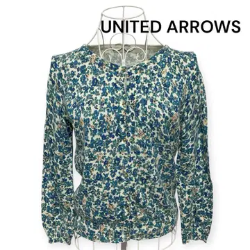UNITED ARROWS 꽃무늬 코튼 긴팔 가디건 골드 버튼 리버티 패턴