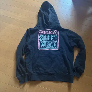 VISION STREET WEAR 후드 부착 후드티 블랙